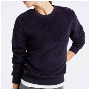Tory Sport Sherpa Fleece Pullover in Navy Blue Size Small
